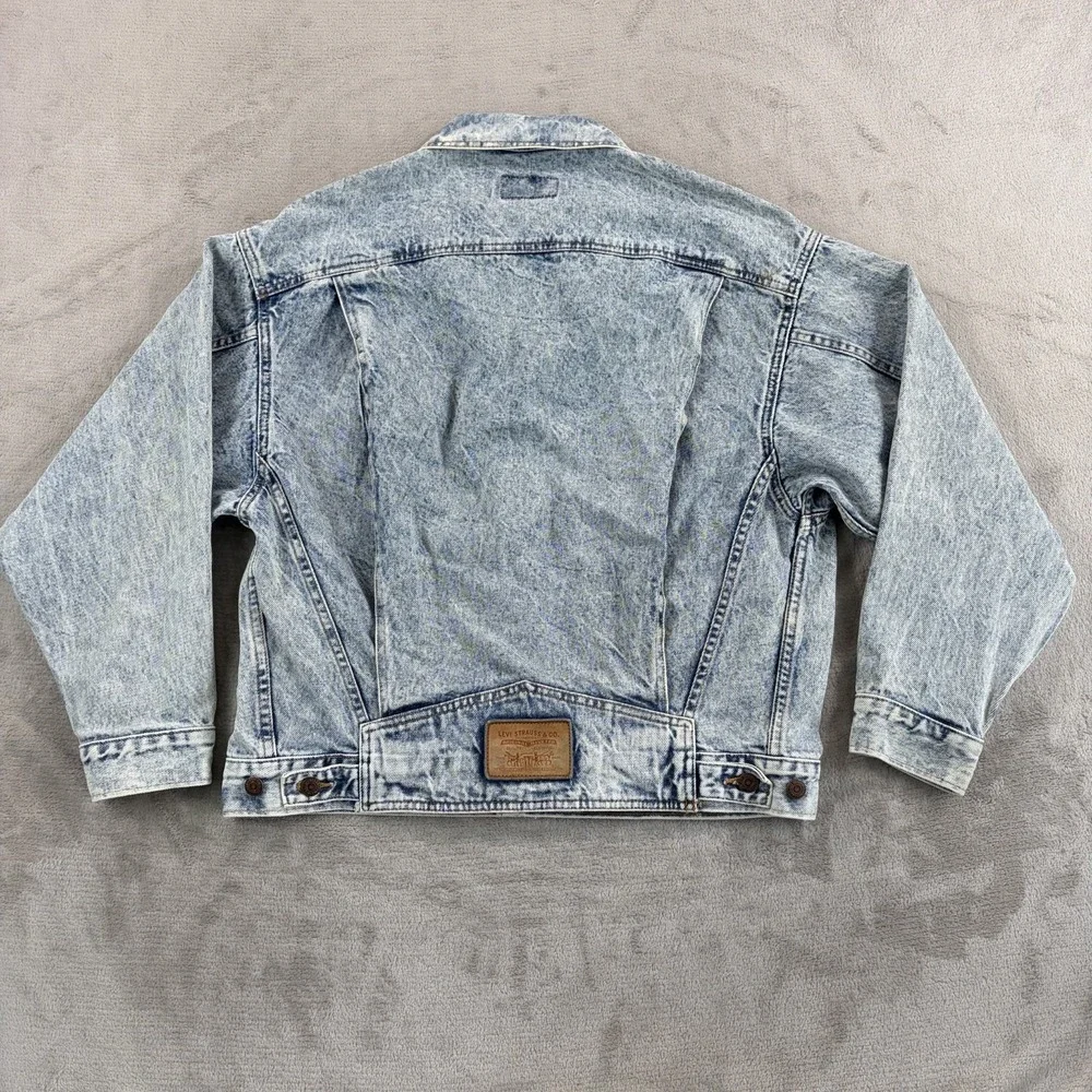 Vintage 80s Levis White Tab Trucker Jacket Acid Wash 75068-0219 Men Medium USA